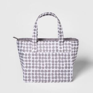 Lunch Bag Insulated PEVA Liner Gray Polka Dots